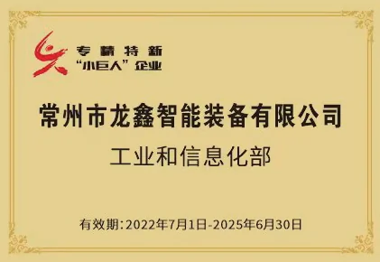 Longxin specialized sophisticated innovative little giant certificate