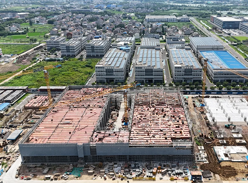 Aerial view of construction at Longxin’s industrial park