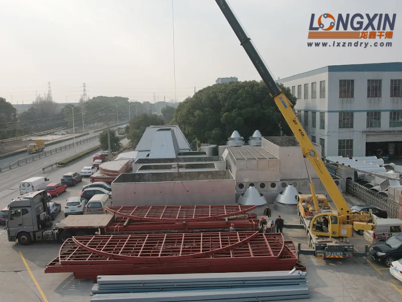 Loading large spray dryer components for shipment at Longxin