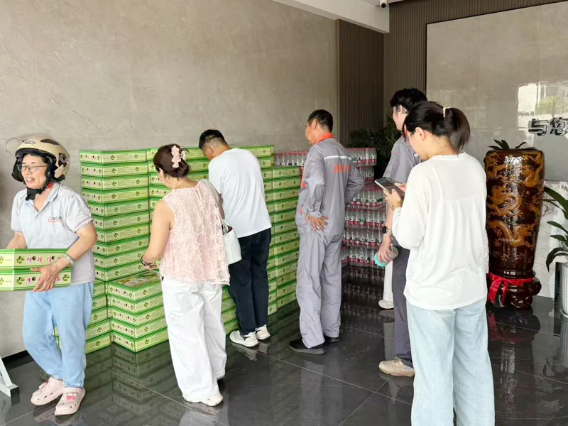 Longxin employees collect summer cooling supplies