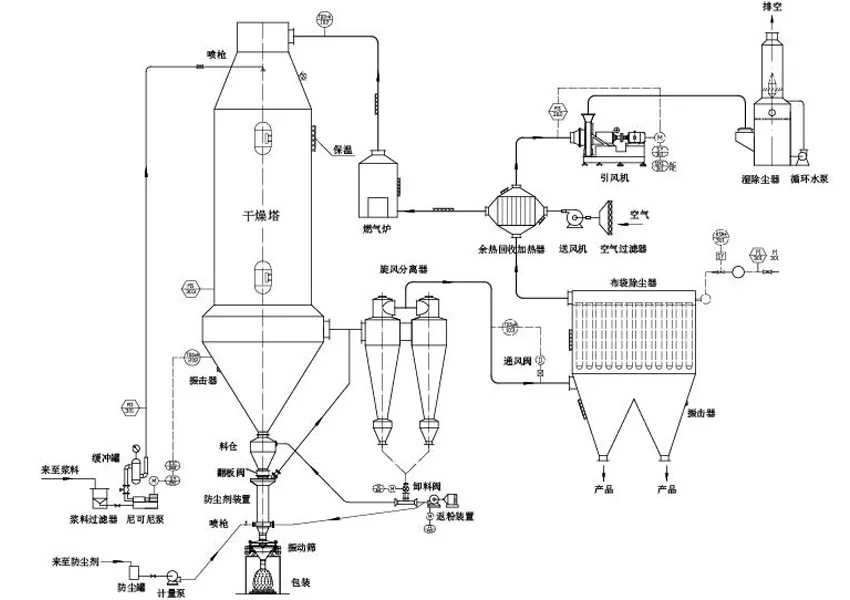 DF spray granulation process diagram