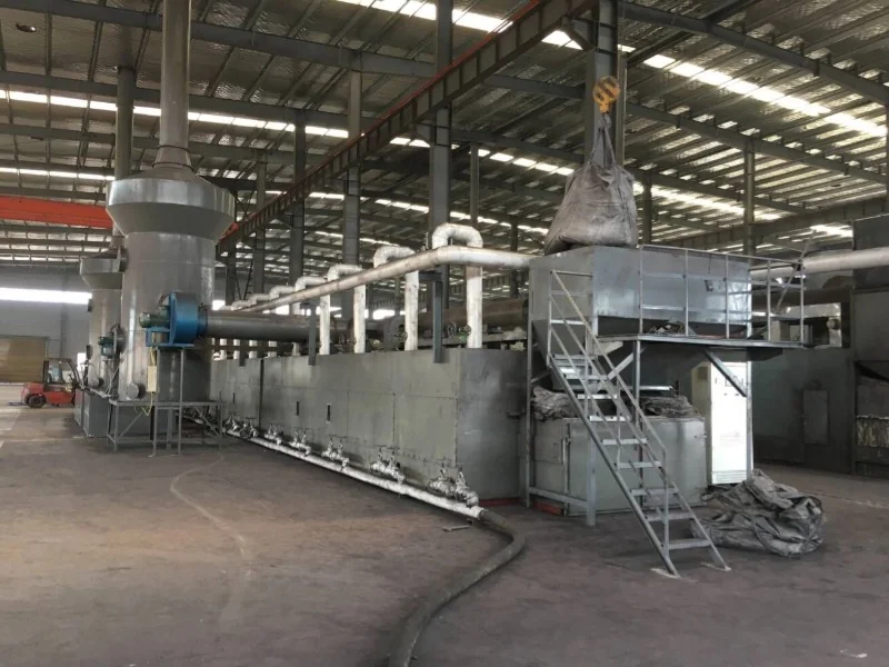 Belt dryer for formed granules with connected exhaust ductwork and collection equipment
