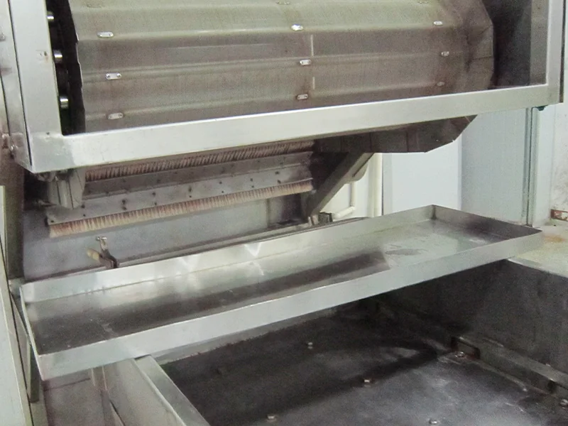 Stainless steel wire mesh conveyor belt inside a belt dryer