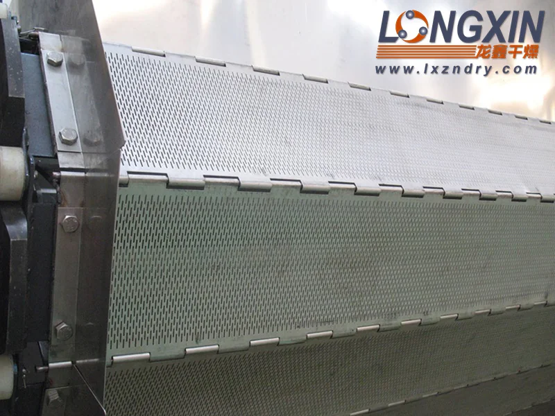 Perforated plate conveyor belt option for a DWD belt dryer