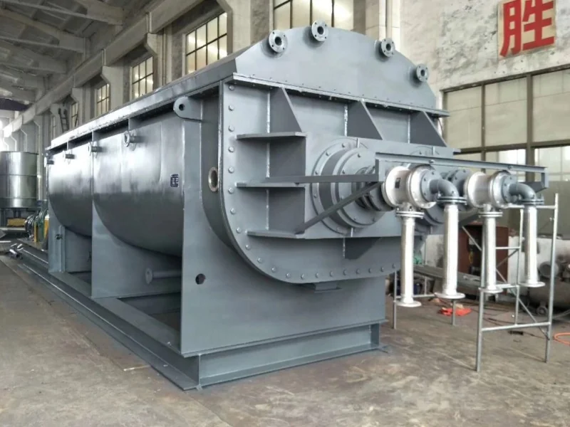 Longxin KJG-72 enclosed paddle dryer showing its vessel, support frame and drive assembly