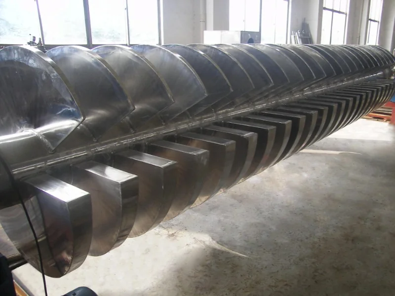 Fabricated hollow paddle shaft with closely spaced heat-transfer paddles