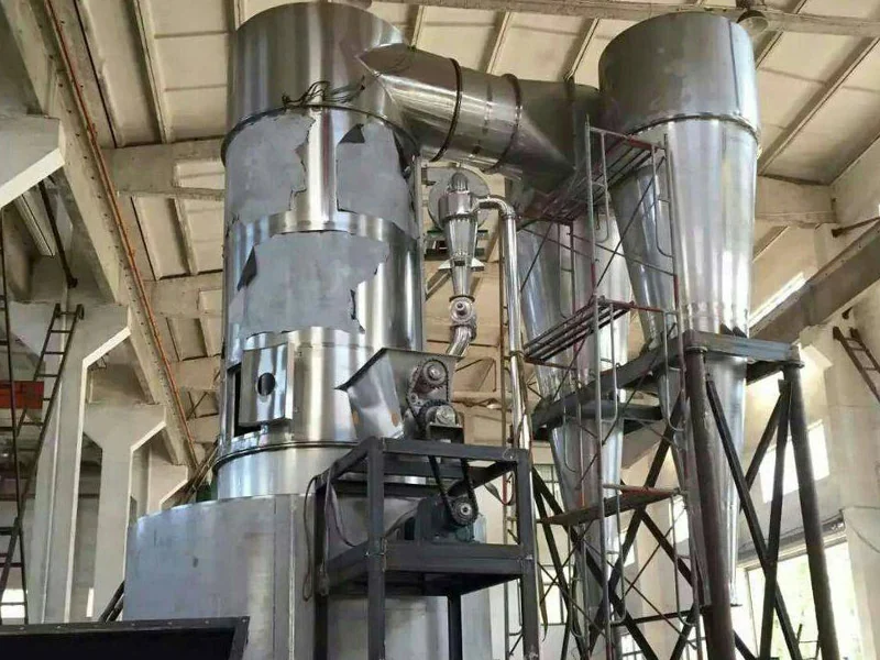 XSG-16 spin flash drying system installed with collection vessels and ductwork