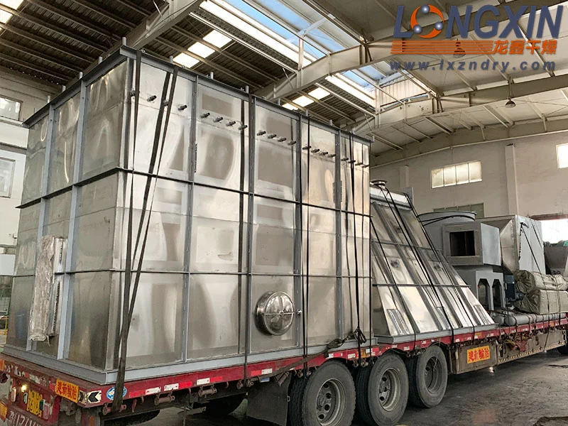 Large dust collection unit for a spin flash drying system loaded on a truck