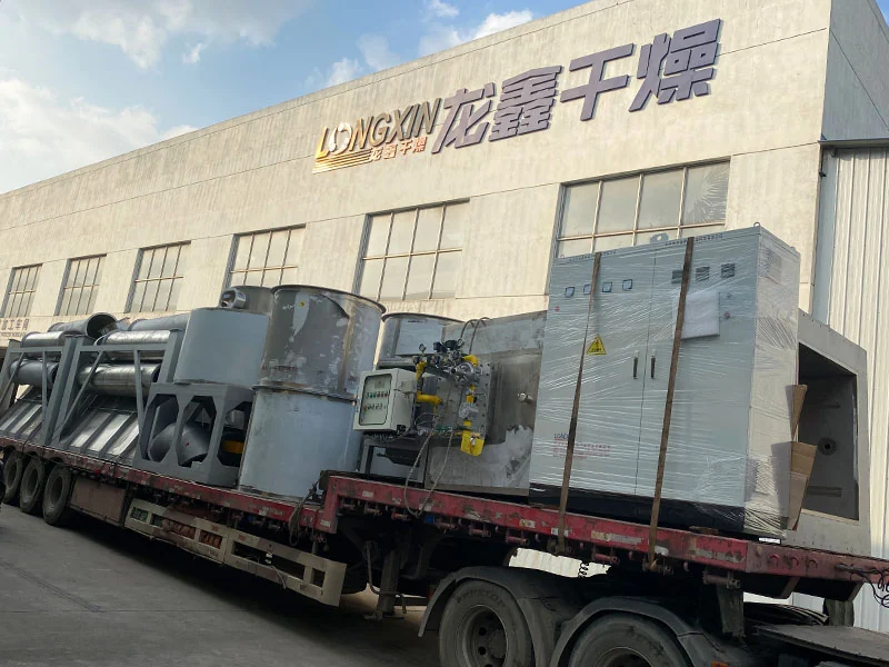 Air-heating equipment for a spin flash drying system prepared for shipment
