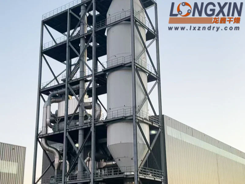 YPG spray drying tower and ductwork inside a multi-level steel support structure