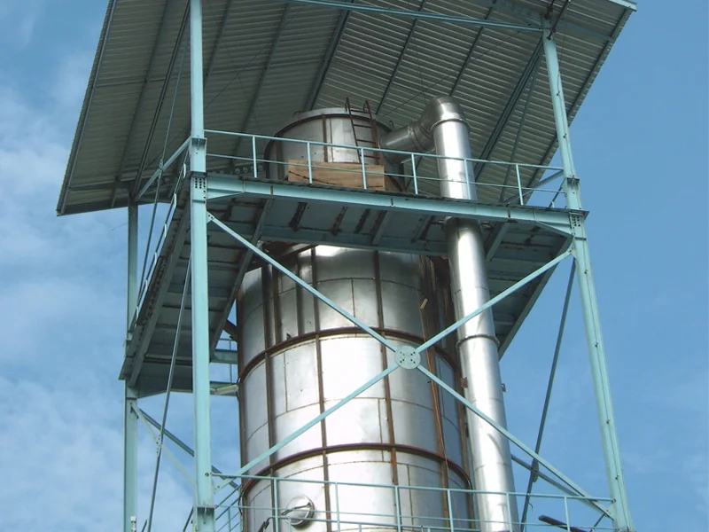 Oligosaccharide spray granulation drying tower beneath a steel canopy