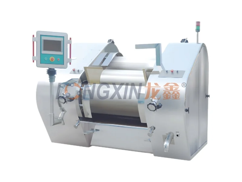 Longxin YS400-800 hydraulic three-roll mill with a touchscreen PLC control panel
