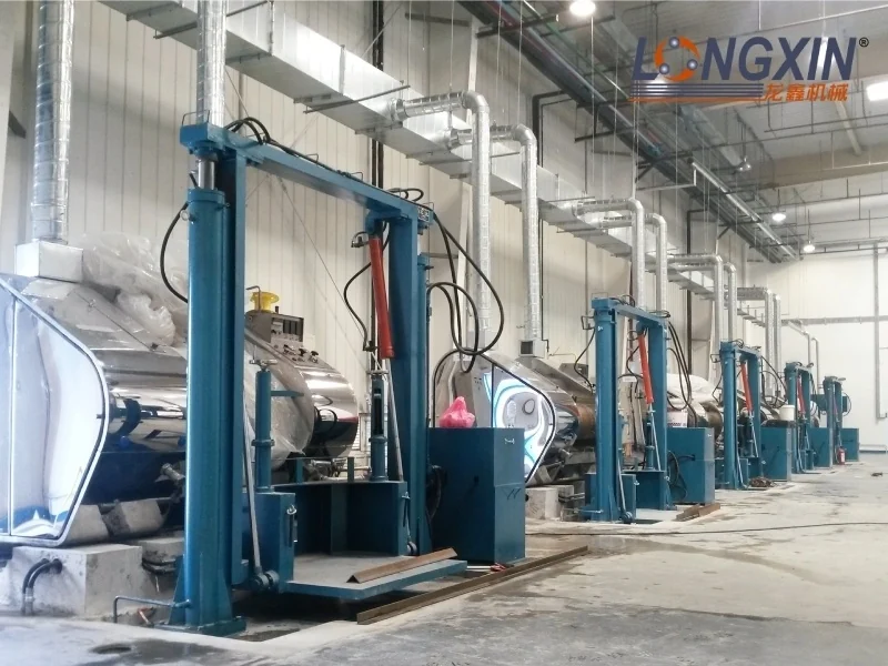 Row of Longxin YS400-1300 hydraulic three-roll mills in a production facility