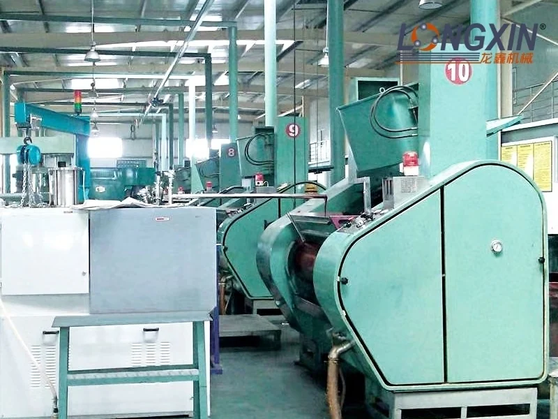 Drive-side view of Longxin YS400 hydraulic three-roll mills in a production line