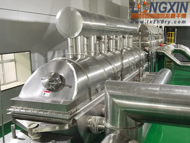 Alternative view of a vibrating fluid bed drying and cooling line with two units in series